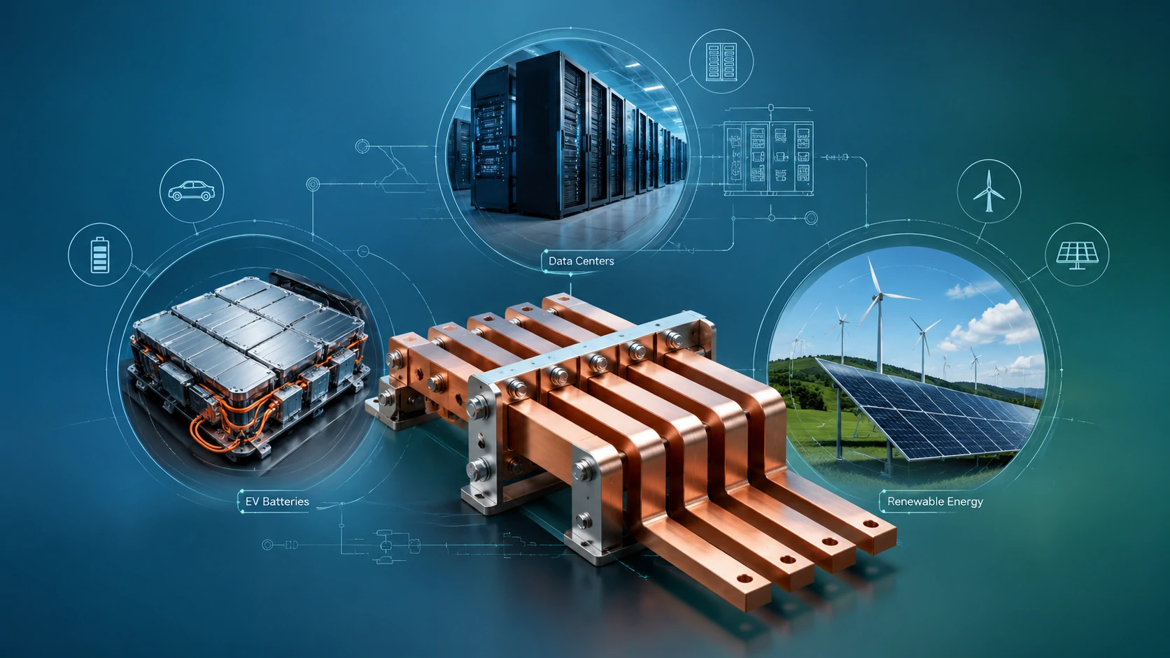 Copper Busbar Guide for EV Batteries, Data Centers and Renewable Energy Systems