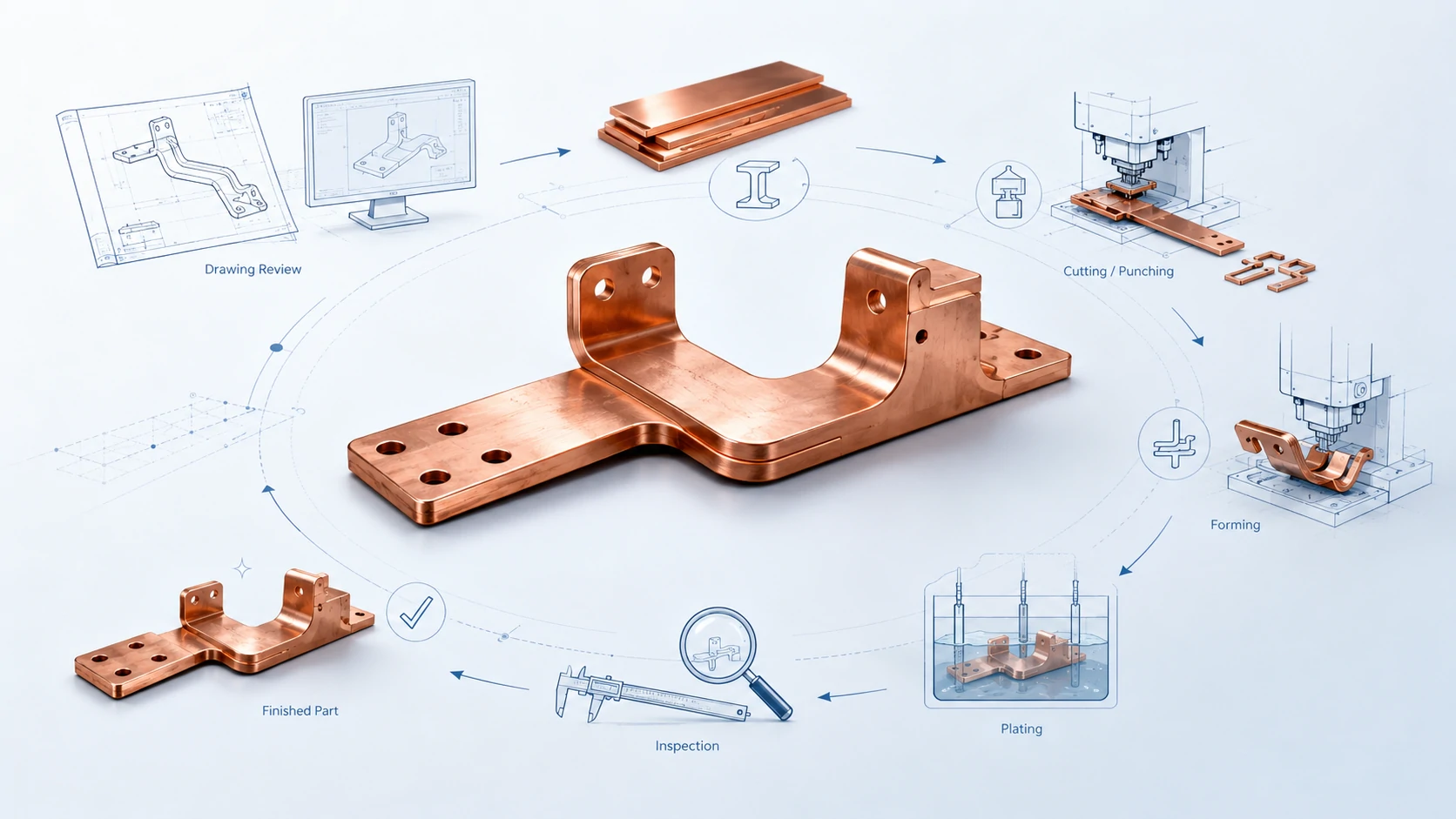Custom Busbar Manufacturing: From Drawing Review to Final Copper Part