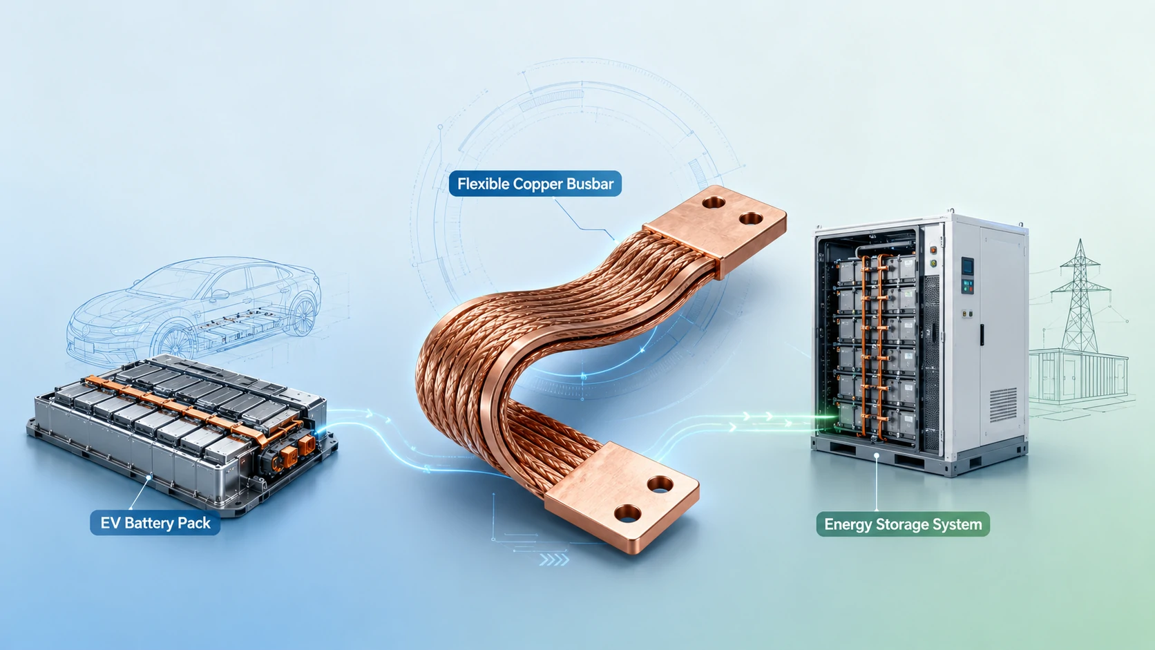 Flexible Copper Busbar for EV Batteries and Energy Storage Systems