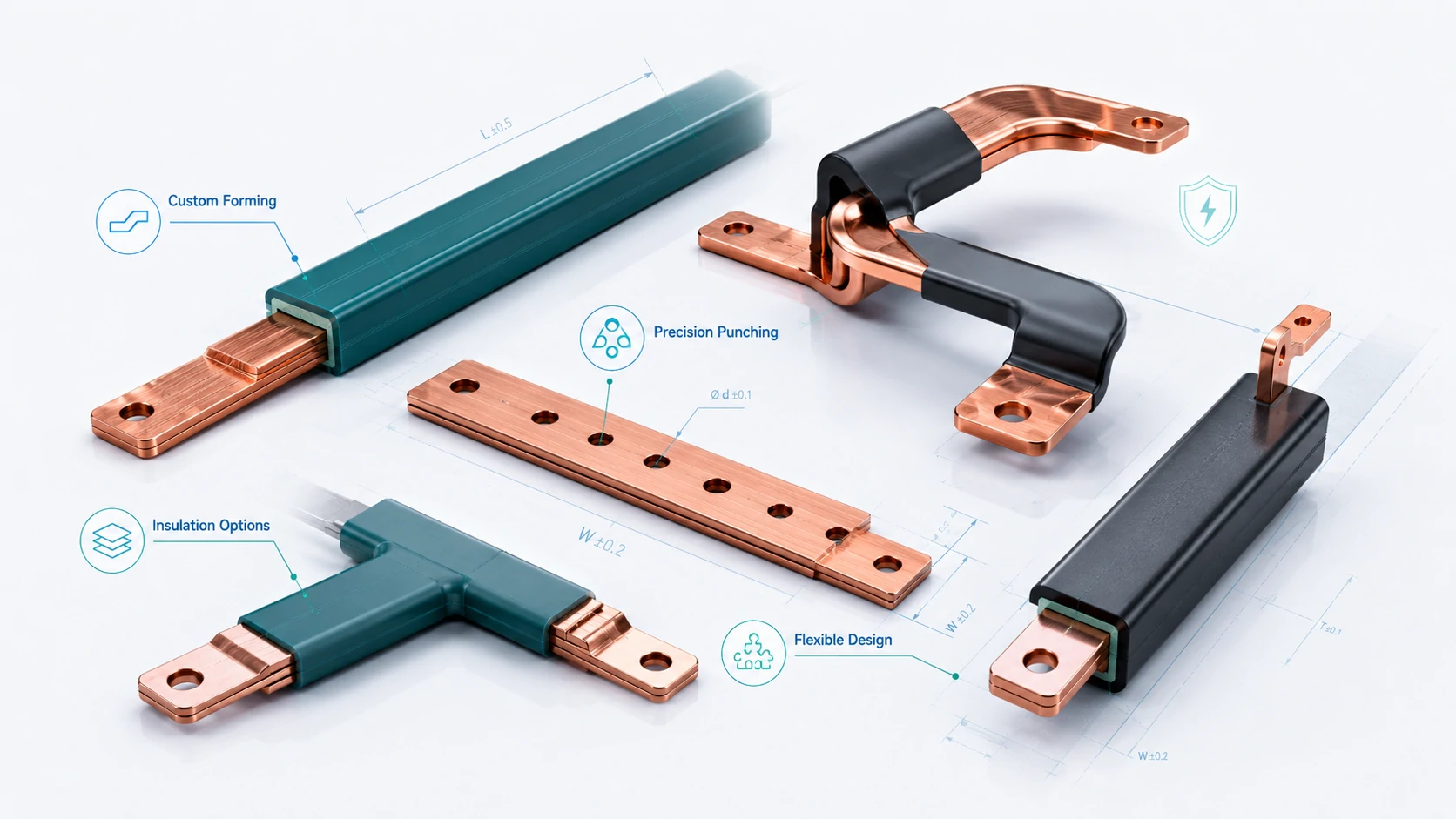 Insulated Busbar Guide for EV Batteries, Switchgear and Power Cabinets