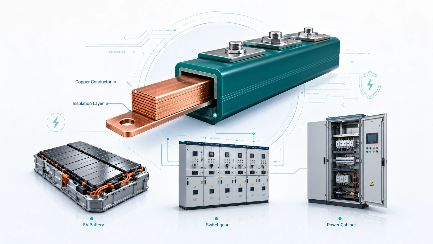 Insulated Busbar Guide for EV Batteries, Switchgear and Power Cabinets