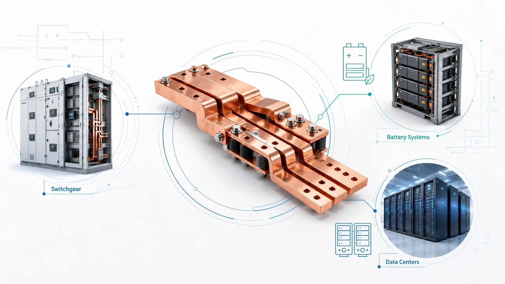 Power Bus Bar Applications in Switchgear, Battery Systems and Data Centers